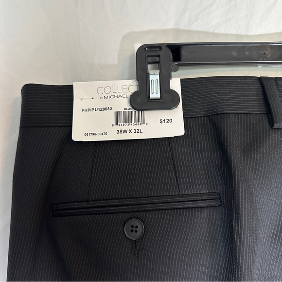 Collection Michael Strahan Dress Pants Slacks 38x32 Striped Black NWT - Picture 6 of 7